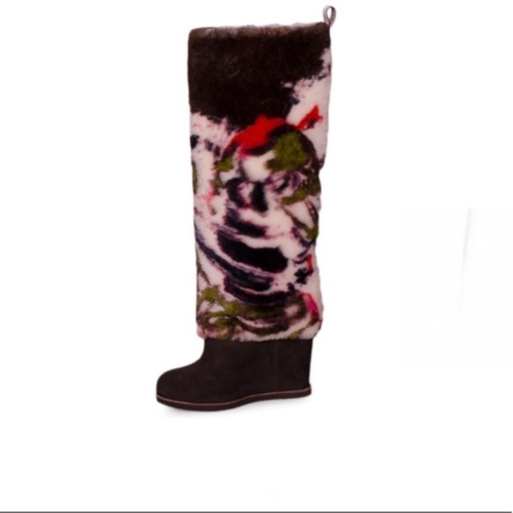 UGG Claire Tabouret watercolor shearling knee high wedge boot.  RARE